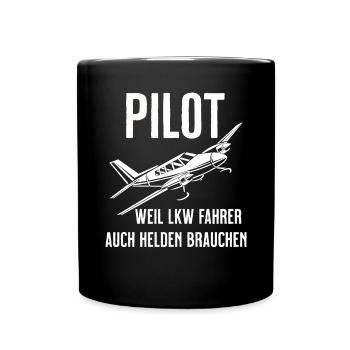 Airplane Tshirt Men's Helicopter Pilot Airplane - Full Colour Mug - black - Front
