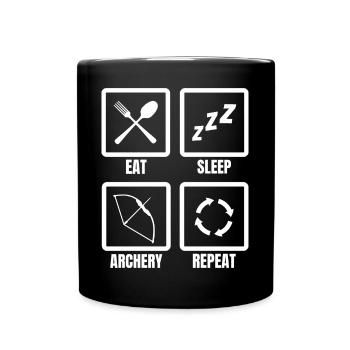 Eat Sleep Archery Repeat - Tasse einfarbig - Schwarz - Vorne