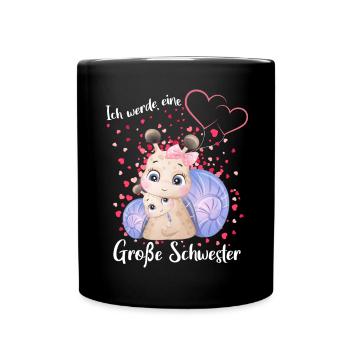 Je vais être une grande sœur en 2025 - Mug uni - noir - Devant