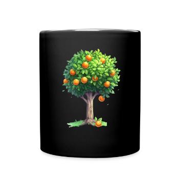 Saftiger Orangenbaum In Vollblüte - Tasse einfarbig - Schwarz - Vorne