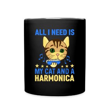 All I Need Is My Cat And A Harmonica Harmonicist & - Tasse einfarbig - Schwarz - Vorne