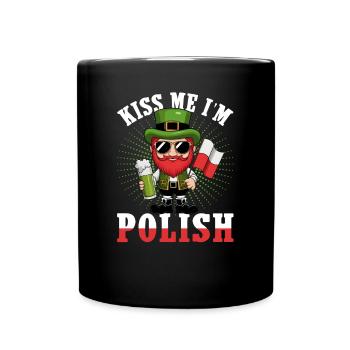 Kiss Me In Polish St Patricks Day Poland Polish - Full Colour Mug - black - Front