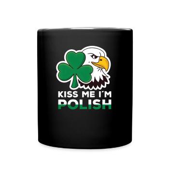 Kiss Me In Polish Polish St Patricks Day Poland - Full Colour Mug - black - Front