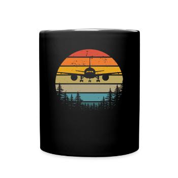 Airplane Tshirt Men's Helicopter Pilot Airplane - Full Colour Mug - black - Front