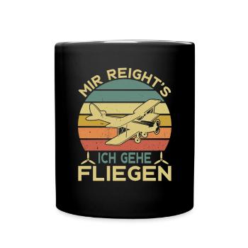 Airplane Tshirt Men's Helicopter Pilot Airplane - Full Colour Mug - black - Front