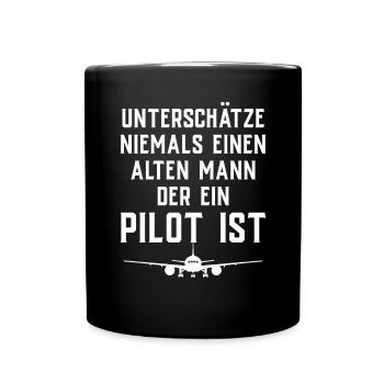 Airplane Tshirt Men's Helicopter Pilot Airplane - Full Colour Mug - black - Front