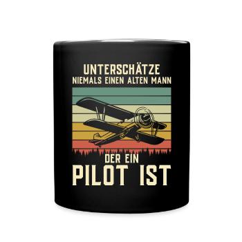 Airplane Tshirt Men's Helicopter Pilot Airplane - Full Colour Mug - black - Front