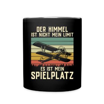 Airplane Tshirt Men's Helicopter Pilot Airplane - Full Colour Mug - black - Front