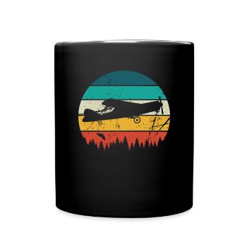 Airplane Tshirt Men's Helicopter Pilot Airplane - Full Colour Mug - black - Front