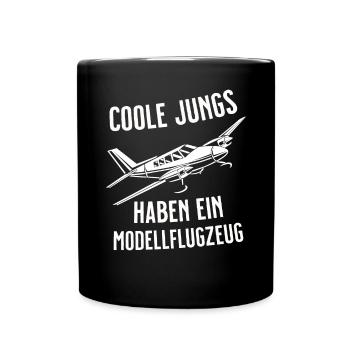 Airplane Tshirt Men's Helicopter Pilot Airplane - Full Colour Mug - black - Front