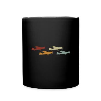 Airplane Tshirt Men's Helicopter Pilot Airplane - Full Colour Mug - black - Front