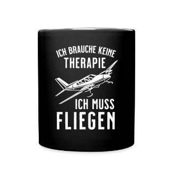 Airplane Tshirt Men's Helicopter Pilot Airplane - Full Colour Mug - black - Front