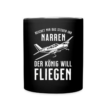 Airplane Tshirt Men's Helicopter Pilot Airplane - Full Colour Mug - black - Front