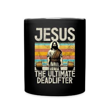 Jesus The Ultimate Deadlifter Christian Gym - Full Colour Mug - black - Front