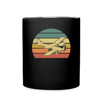 Airplane Tshirt Men's Helicopter Pilot Airplane - Full Colour Mug - black - Front