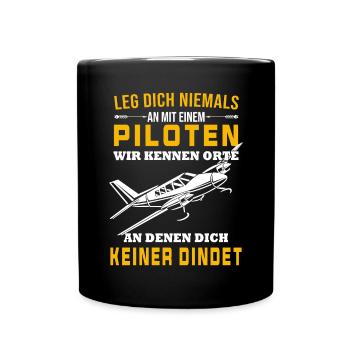 Airplane Tshirt Men's Helicopter Pilot Airplane - Full Colour Mug - black - Front