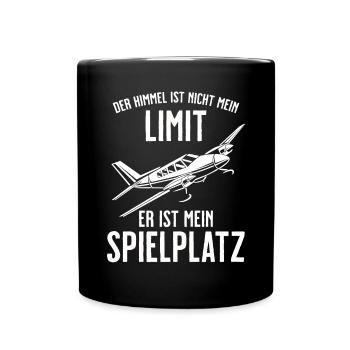 Airplane Tshirt Men's Helicopter Pilot Airplane - Full Colour Mug - black - Front