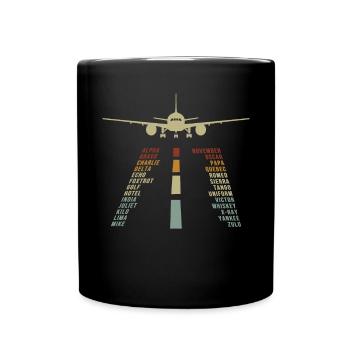 Airplane Tshirt Men's Helicopter Pilot Airplane - Full Colour Mug - black - Front