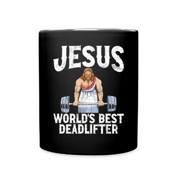 Jesus The Ultimate Deadlifter Christian Gym - Full Colour Mug - black - Front