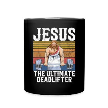 Jesus The Ultimate Deadlifter Christian Gym - Full Colour Mug - black - Front