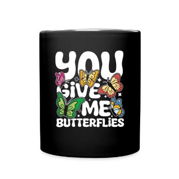 You Give Me Butterflies - Tasse einfarbig - Schwarz - Vorne