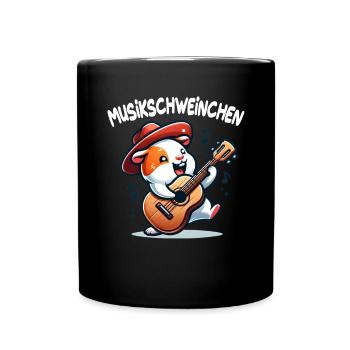 Coole Sonnenbrille Meerschweinchen spielt Gitarre - Tasse einfarbig - Schwarz - Vorne