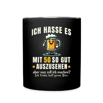 Funny beer motif 50th birthday - Full Colour Mug - black - Front