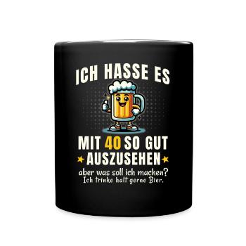 40 & Beer – Drôle de dicton - Mug uni - noir - Devant