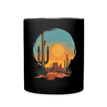 Sunset Desert Landscape - Full Colour Mug - black - Front