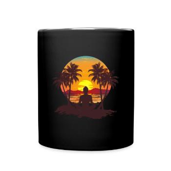 Sonnenaufgang Meditation Tropen Zen - Tasse einfarbig - Schwarz - Vorne
