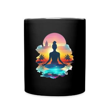 Méditation au paradis du coucher du soleil - Mug uni - noir - Devant
