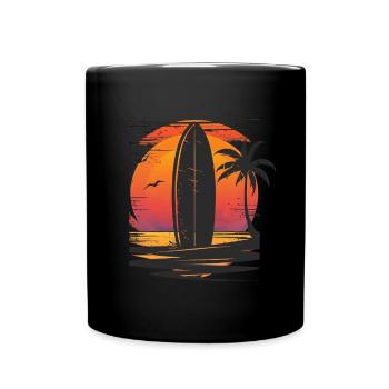 Planche de surf Sunset Palm Trees Silhouette - Mug uni - noir - Devant