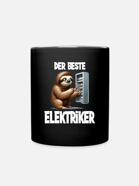 Lustiges Faultier Elektriker Der Beste Elektriker - Tasse einfarbig - Schwarz