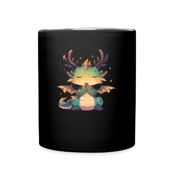 Meditating Dragon Kawaii Dragon Kids - Full Colour Mug - black - Front