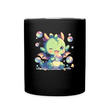 Dragon Bubbles Kawaii Dragon Enfants - Mug uni - noir - Devant