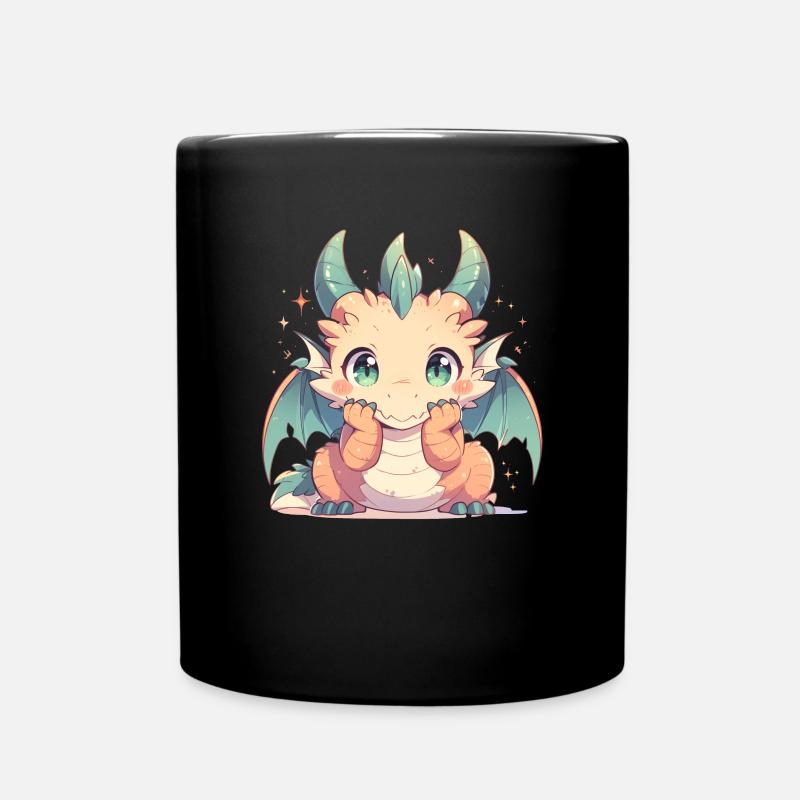 Drache Kawaii Drache Kinder - Tasse einfarbig - Schwarz