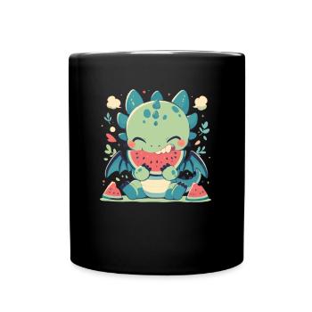 Dragon Pastèque Kawaii Dragon Enfants - Mug uni - noir - Devant