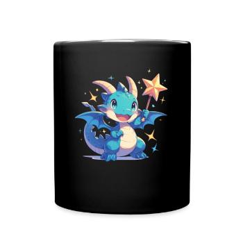 Drache Fee Kawaii Drache Kinder - Tasse einfarbig - Schwarz - Vorne