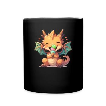 Drache Eiscreme Kawaii Drache Kinder - Tasse einfarbig - Schwarz - Vorne