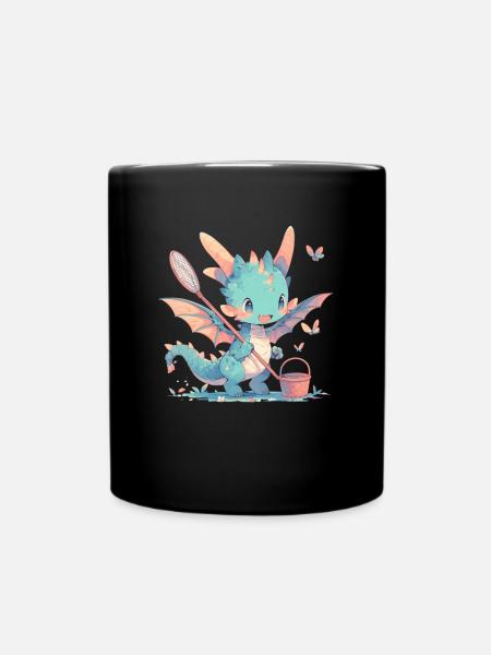 Drache Schmetterling Kawaii Drache Kinder - Tasse einfarbig - Schwarz