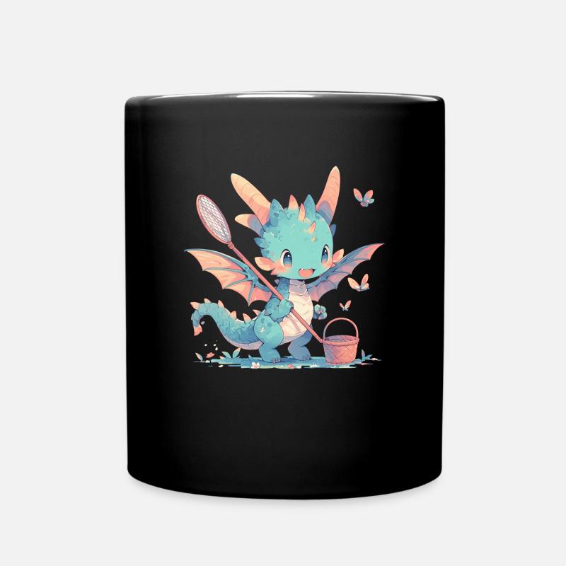 Drache Schmetterling Kawaii Drache Kinder - Tasse einfarbig - Schwarz