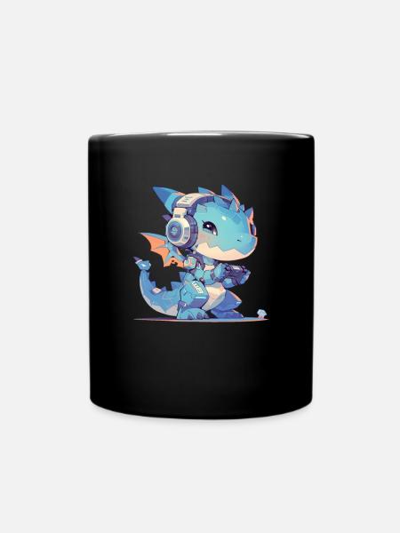 Drache Gamer Kawaii Gaming Drache - Tasse einfarbig - Schwarz