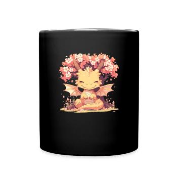 Dragon Sakura Arbre Japonais Kawaii Dragon - Mug uni - noir - Devant