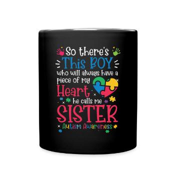 Autism Awareness Day Autistic Gift - Full Colour Mug - black - Front