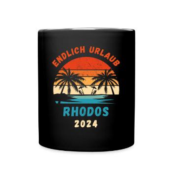 Rhodos Urlaub 2024 Griechenland Insel Idee - Tasse einfarbig - Schwarz - Vorne