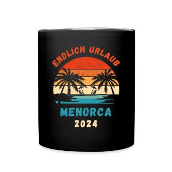 Menorca Urlaub 2024 Spanien Balearen Idee - Tasse einfarbig - Schwarz - Vorne