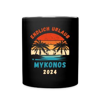 Mykonos Urlaub 2024 Griechenland Insel Idee - Tasse einfarbig - Schwarz - Vorne