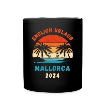 Mallorca Urlaub 2024 Spanien Balearen Idee - Tasse einfarbig - Schwarz - Vorne
