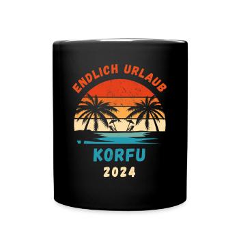 Korfu Urlaub 2024 Griechenland Insel Idee - Tasse einfarbig - Schwarz - Vorne