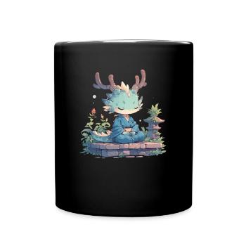Dragon Zen Japanese Kawaii Dragon - Full Colour Mug - black - Front